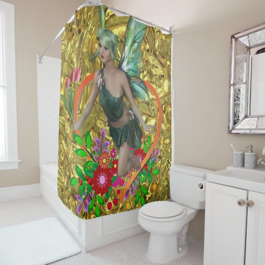Shower Curtain Floral Fairy Douchegordijn (In situ)