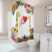 Shower Curtain Floral Giraffe Douchegordijn (In situ)