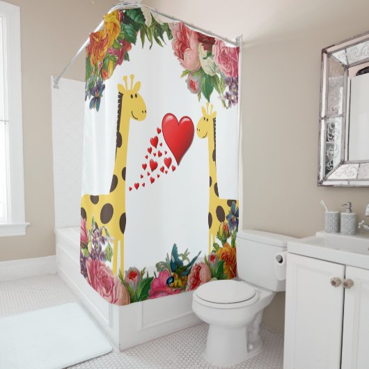 Shower Curtain Floral Giraffe Douchegordijn (In situ)