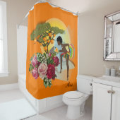 Shower Curtain Floral Oranje Afrikaanse vrouw Douchegordijn (In situ)