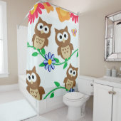 Shower Curtain Floral Owls Butterfly Douchegordijn (In situ)