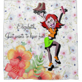 Shower Curtain Floral Skating Veel plezier Douchegordijn (Voorkant)