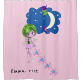 Shower Curtain Floral Space Moon Stars Douchegordijn (Voorkant)