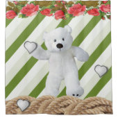 Shower Curtain Floral White Teddy Bear Douchegordijn (Voorkant)