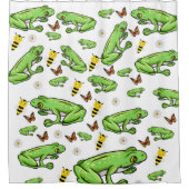 Shower Curtain Frog Bumblebee Butterfly Douchegordijn (Voorkant)