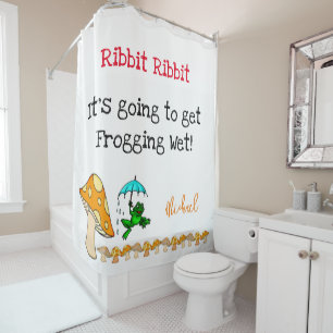 Shower Curtain Frog, Ribbit Mushroom Frogging Natt Douchegordijn