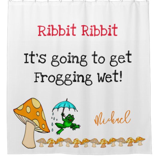 Shower Curtain Frog, Ribbit Mushroom Frogging Natt Douchegordijn (Voorkant)