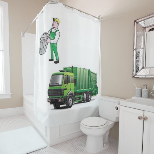 Shower Curtain Garbage Man Douchegordijn (In situ)