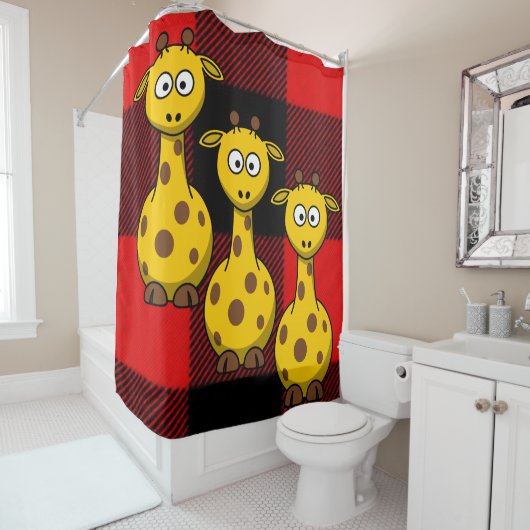 Shower Curtain Giraffe Black Red Douchegordijn (In situ)