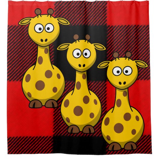 Shower Curtain Giraffe Black Red Douchegordijn (Voorkant)