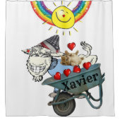 Shower Curtain Goat Kitten Love Red Hearts Douchegordijn (Voorkant)