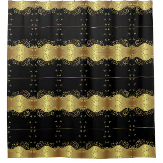 Shower Curtain—Gold Swirls & Black Douchegordijn