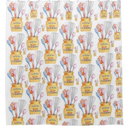 Shower Curtain Good Cooking Utensists Douchegordijn (Voorkant)