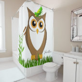 Shower Curtain Grasshopper Owl Douchegordijn (In situ)