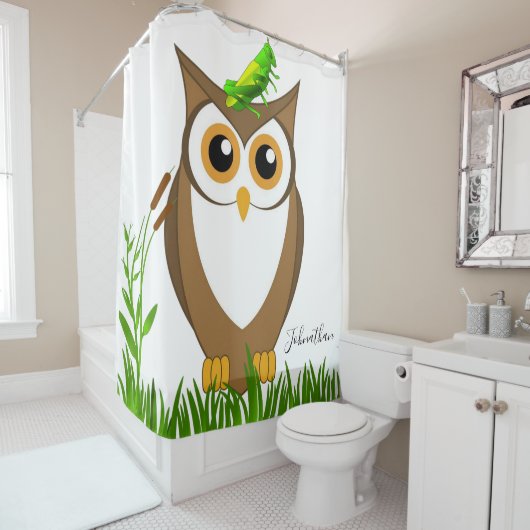 Shower Curtain Grasshopper Owl Douchegordijn (In situ)
