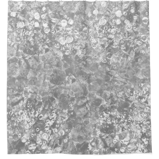 Shower Curtain Gray Ocean Bubbles Douchegordijn (Voorkant)