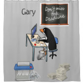 Shower Curtain Gray Penguin Miss Deadline Douchegordijn (Voorkant)