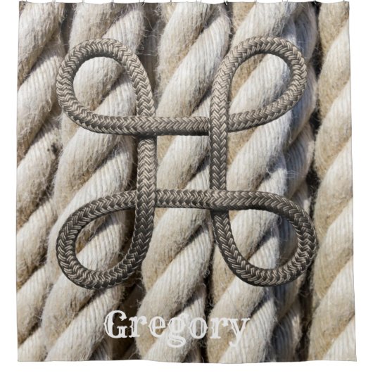 Shower Curtain Gray Rope Douchegordijn (Voorkant)