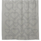 Shower Curtain Gray White Hearts Douchegordijn (Voorkant)