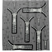 Shower Curtain Gray Zippers Douchegordijn (Voorkant)