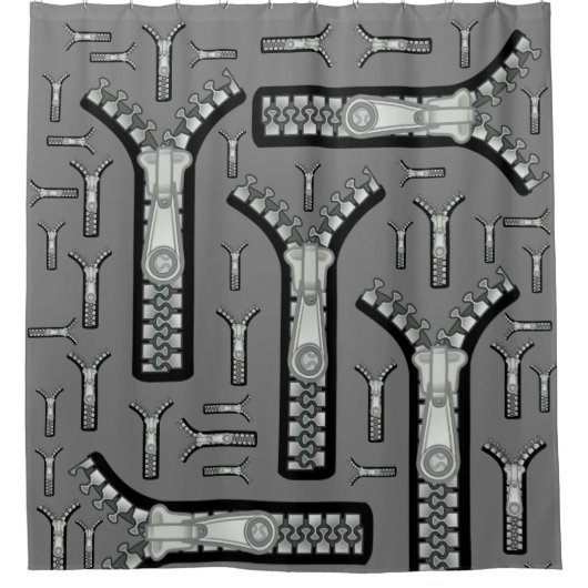 Shower Curtain Gray Zippers Douchegordijn (Voorkant)