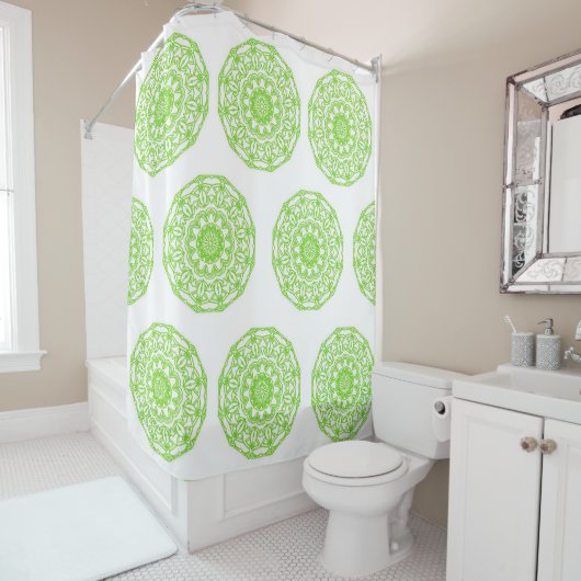 Shower Curtain Green Mandala Douchegordijn (In situ)