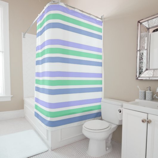Shower Curtain Green Paars Stripe Douchegordijn (In situ)