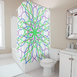 Shower Curtain Green White Kaleidoscope Mandala Douchegordijn