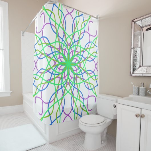 Shower Curtain Green White Kaleidoscope Mandala Douchegordijn (In situ)