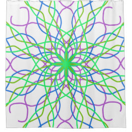 Shower Curtain Green White Kaleidoscope Mandala Douchegordijn