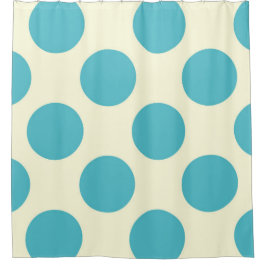 Shower Curtain grote cirkels Stip Blauw crème Douchegordijn