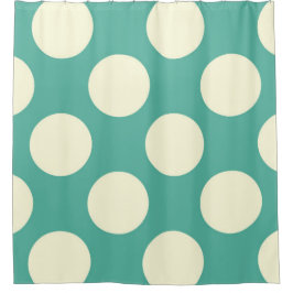 Shower Curtain grote cirkels Stip Groen Cream Douchegordijn