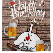 Shower Curtain Happy Birthday Beer Douchegordijn (Voorkant)