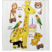 Shower Curtain Happy Birthday Giraffe Douchegordijn (Voorkant)