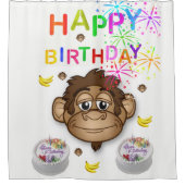 Shower Curtain Happy Birthday Monkey Douchegordijn (Voorkant)