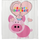 Shower Curtain happy Birthday Pink Douchegordijn (Voorkant)