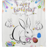 Shower Curtain happy Birthday Rabbit Douchegordijn (Voorkant)