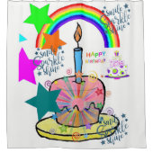 Shower Curtain Happy Birthday Rainbow Douchegordijn (Voorkant)