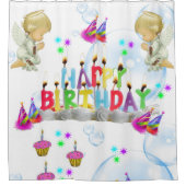 Shower Curtain Happy Birthday Twin Angels Douchegordijn (Voorkant)