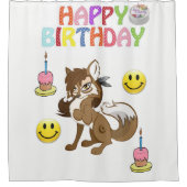 Shower Curtain Happy Birthday Wolf Douchegordijn (Voorkant)