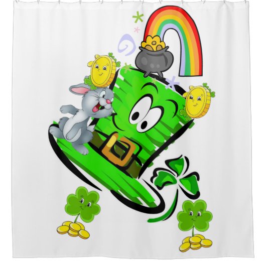 Shower Curtain Happy St. Patrick's Day  Rabbit Douchegordijn (Voorkant)