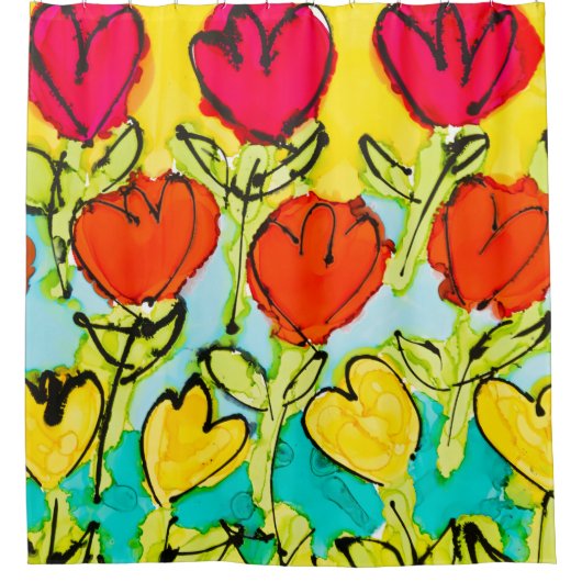 Shower Curtain Happy Tulips Douchegordijn (Voorkant)
