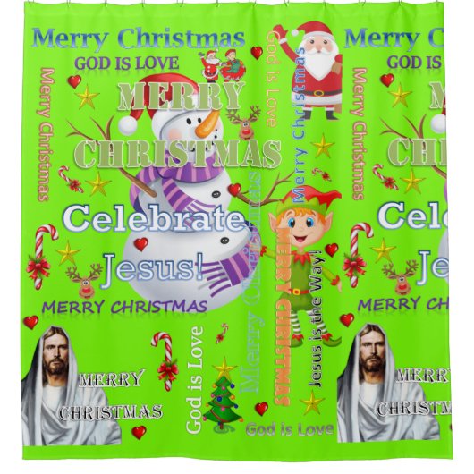 Shower Curtain-kerstman Douchegordijn (Voorkant)
