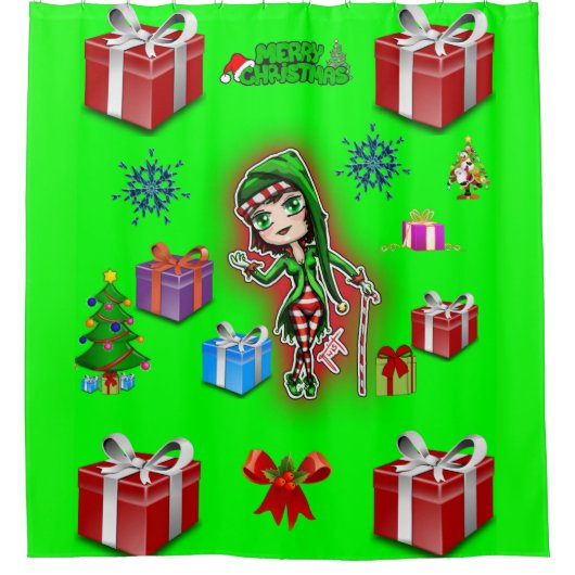 Shower Curtain Kerstmis Douchegordijn (Voorkant)