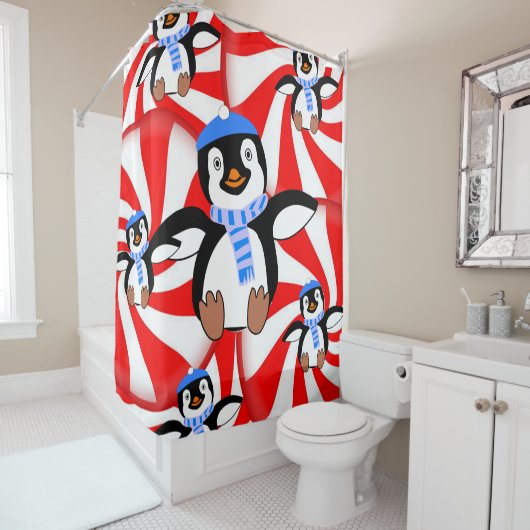 Shower Curtain-kerstpinguïn Douchegordijn (In situ)