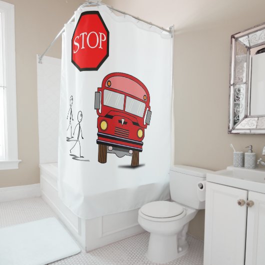 Shower Curtain Kinderbus Douchegordijn (In situ)