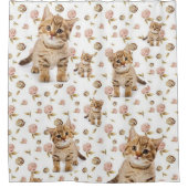 Shower Curtain Kittens Floral Douchegordijn (Voorkant)