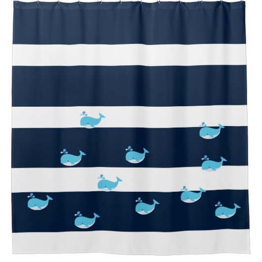 Shower Curtain - Light Blue Whale Douchegordijn (Voorkant)