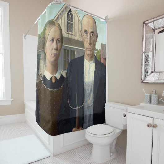 Shower Curtain met American Gothic Print Douchegordijn (In situ)