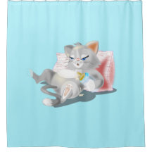 Shower Curtain met Baby Cat - Aangepaste kleuren